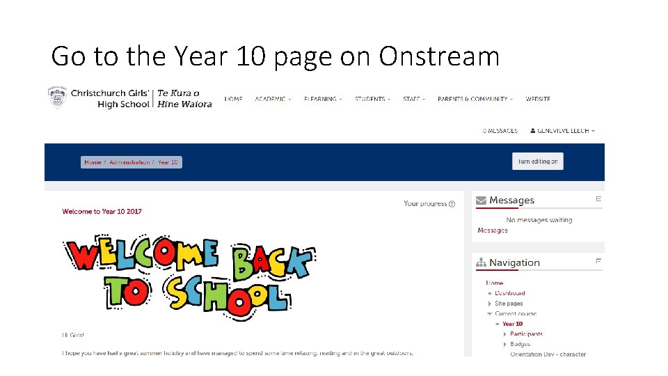 Go to the Year 10 page on Onstream 