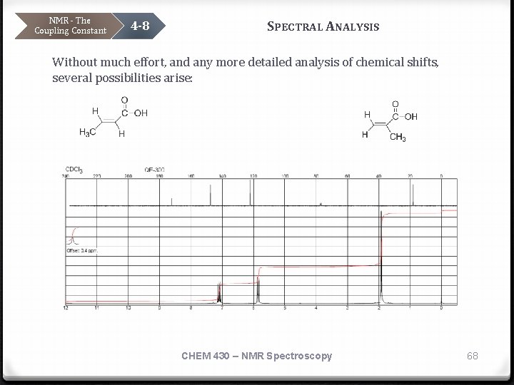 NMR - The Coupling Constant 4 -8 SPECTRAL ANALYSIS Without much effort, and any