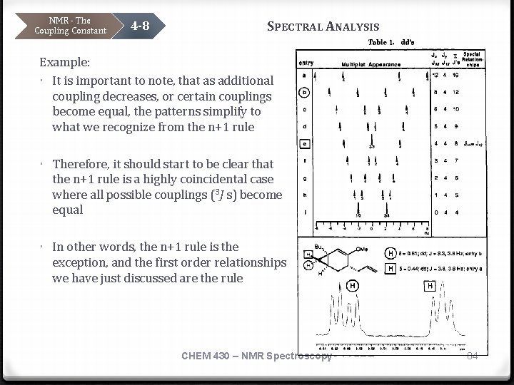 NMR - The Coupling Constant 4 -8 SPECTRAL ANALYSIS Example: ∙ It is important