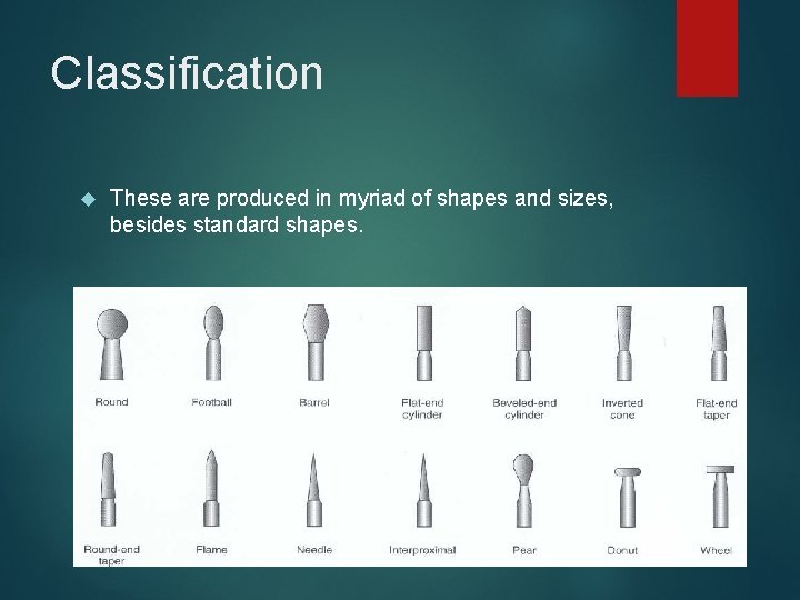 Classification These are produced in myriad of shapes and sizes, besides standard shapes. 