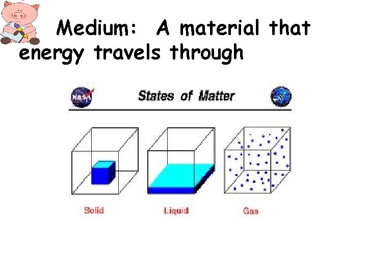 Medium: A material that energy travels through 