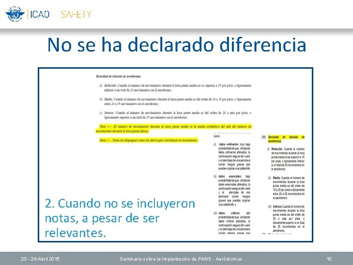 No se ha declarado diferencia 2. Cuando no se incluyeron notas, a pesar de