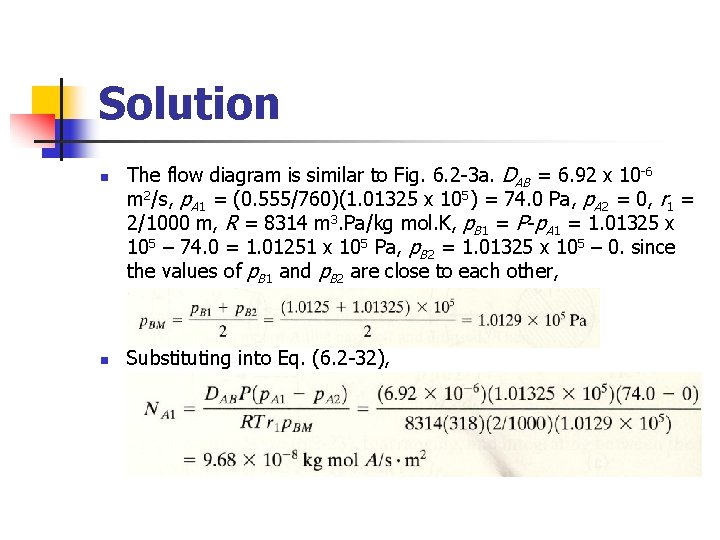 Solution n n The flow diagram is similar to Fig. 6. 2 -3 a.