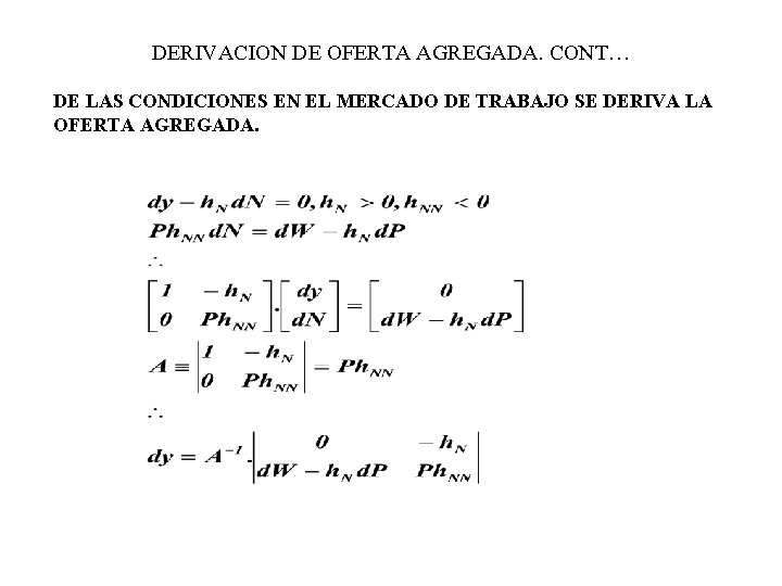 DERIVACION DE OFERTA AGREGADA. CONT… DE LAS CONDICIONES EN EL MERCADO DE TRABAJO SE