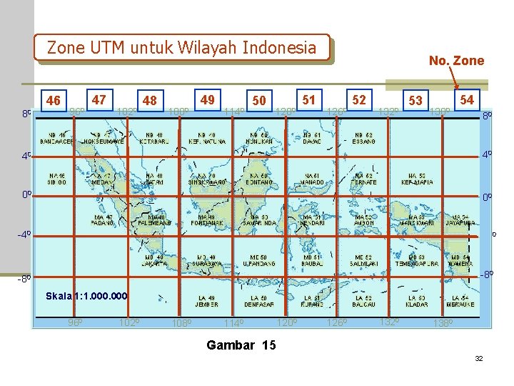 Zone UTM untuk Wilayah Indonesia 46 80 960 47 1020 48 1080 49 1140