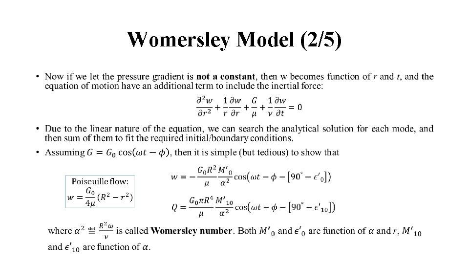 Womersley Model (2/5) • 