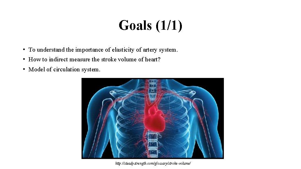 Goals (1/1) • To understand the importance of elasticity of artery system. • How