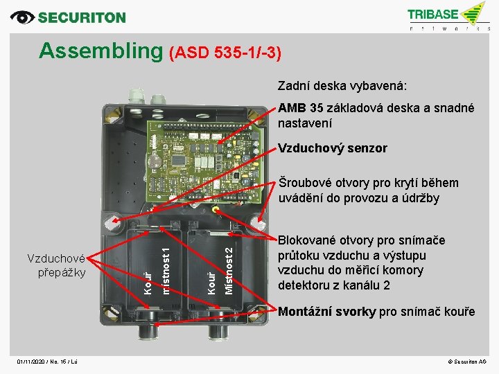 Assembling (ASD 535 -1/-3) Zadní deska vybavená: AMB 35 základová deska a snadné nastavení