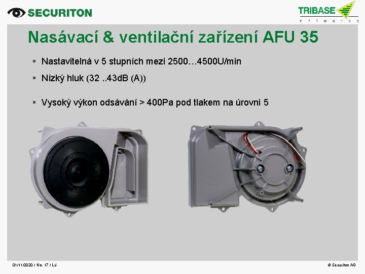 Nasávací & ventilační zařízení AFU 35 Nastavitelná v 5 stupních mezi 2500… 4500 U/min