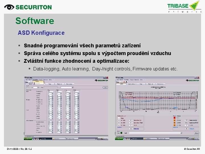 Software ASD Konfigurace Snadné programování všech parametrů zařízení Správa celého systému spolu s výpočtem