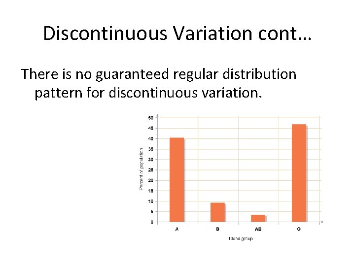 Discontinuous Variation cont… There is no guaranteed regular distribution pattern for discontinuous variation. 