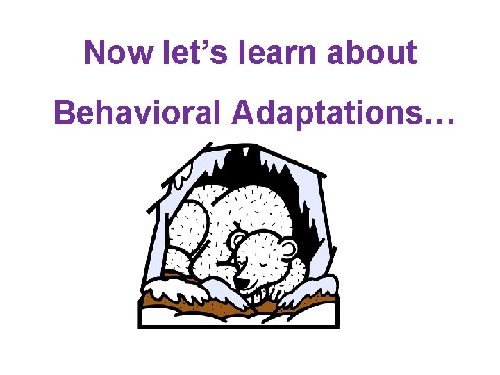 Now let’s learn about Behavioral Adaptations… 