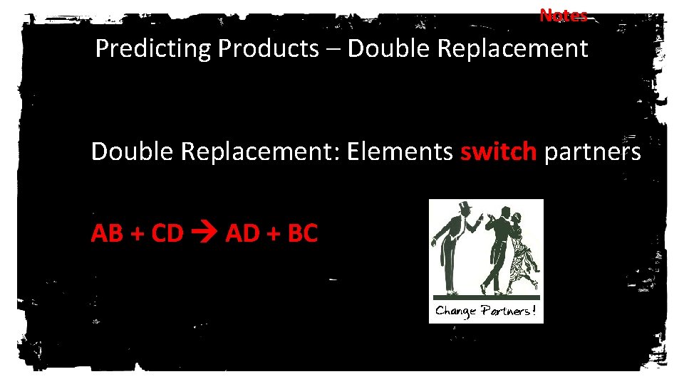 Notes Predicting Products – Double Replacement: Elements switch partners AB + CD AD +