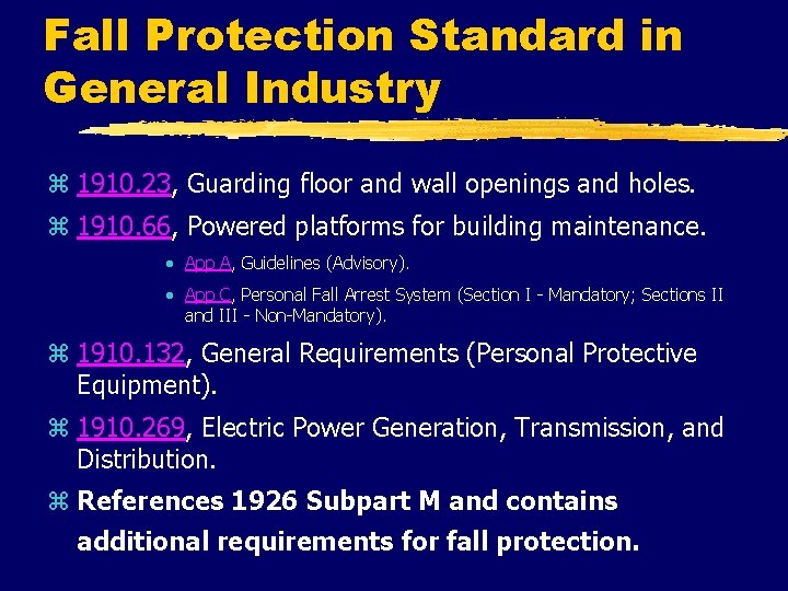 Fall Protection Standard in General Industry z 1910. 23, Guarding floor and wall openings