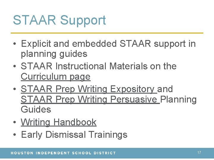 STAAR Support • Explicit and embedded STAAR support in planning guides • STAAR Instructional