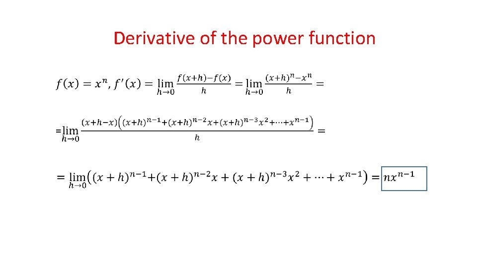 Derivative of the power function 