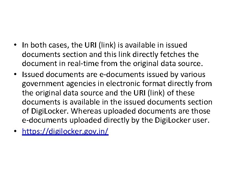  • In both cases, the URI (link) is available in issued documents section