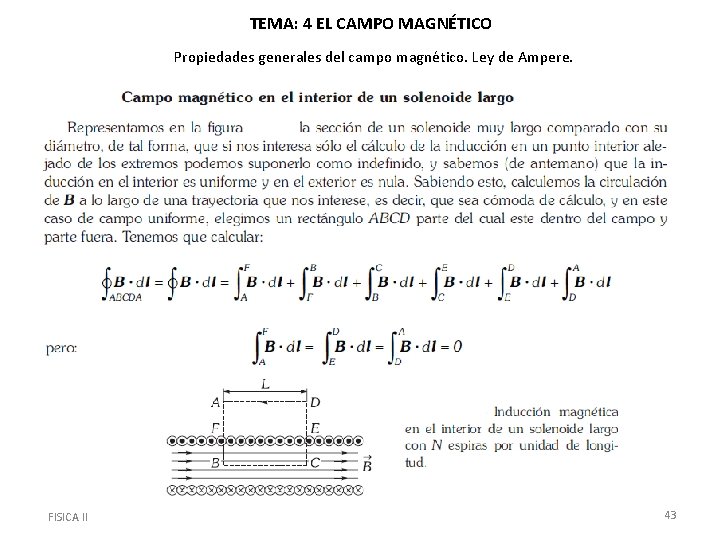 TEMA: 4 EL CAMPO MAGNÉTICO Propiedades generales del campo magnético. Ley de Ampere. FISICA