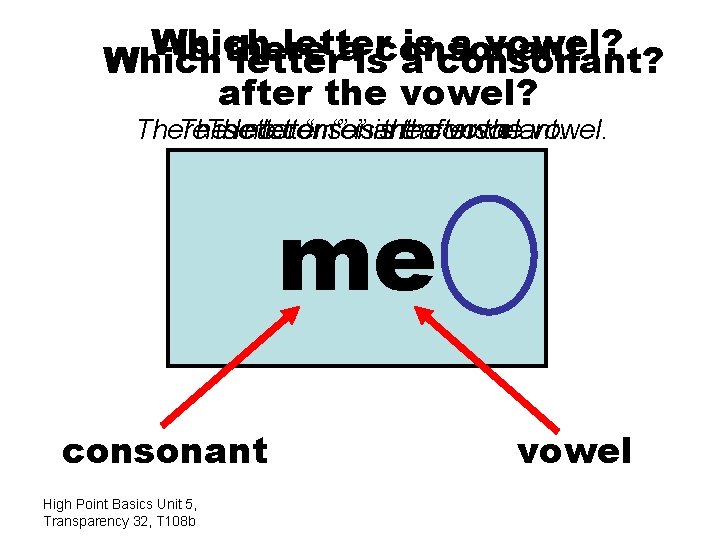 Which letter is a vowel? Is there a consonant Which letter is a consonant?