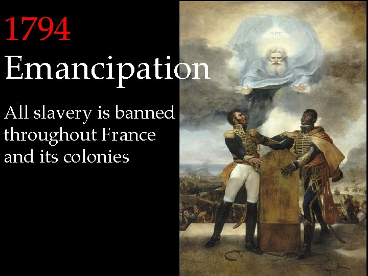 1794 Emancipation All slavery is banned throughout France and its colonies 