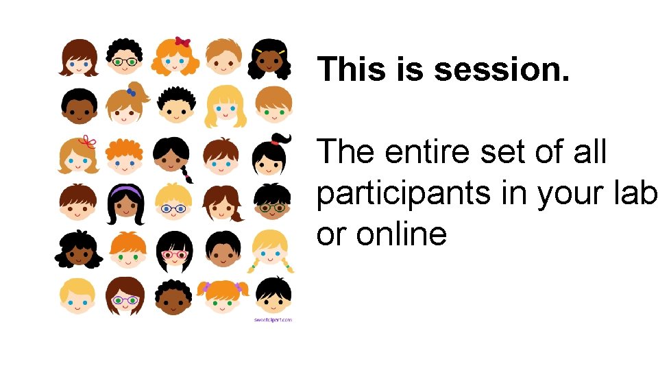 This is session. The entire set of all participants in your lab or online