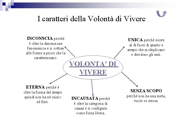 I caratteri della Volontà di Vivere INCONSCIA perché è oltre la dimensione fenomenica e