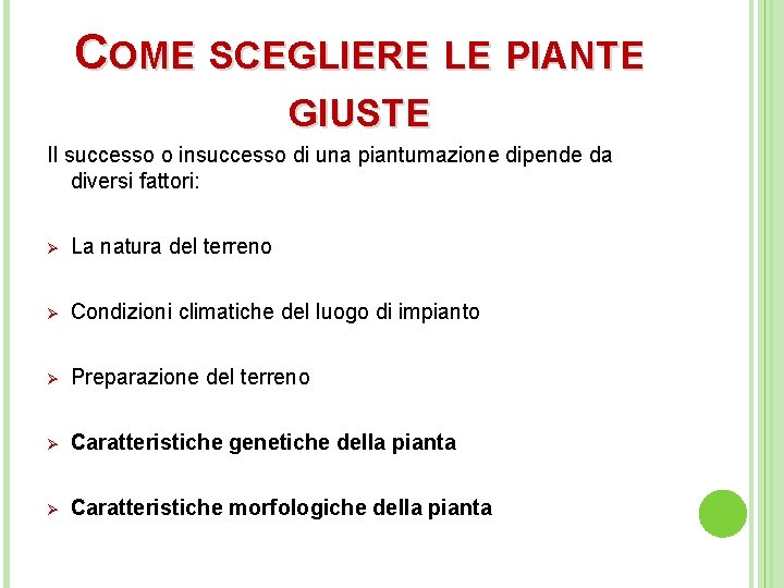COME SCEGLIERE LE PIANTE GIUSTE Il successo o insuccesso di una piantumazione dipende da