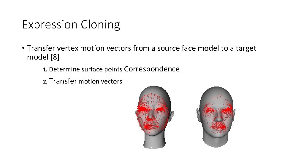 Expression Cloning • Transfer vertex motion vectors from a source face model to a