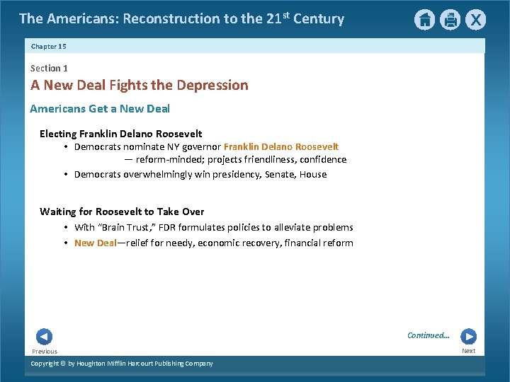 The Americans: Reconstruction to the 21 st Century Chapter 15 Section 1 A New