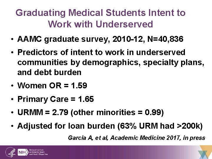 Graduating Medical Students Intent to Work with Underserved • AAMC graduate survey, 2010 -12,