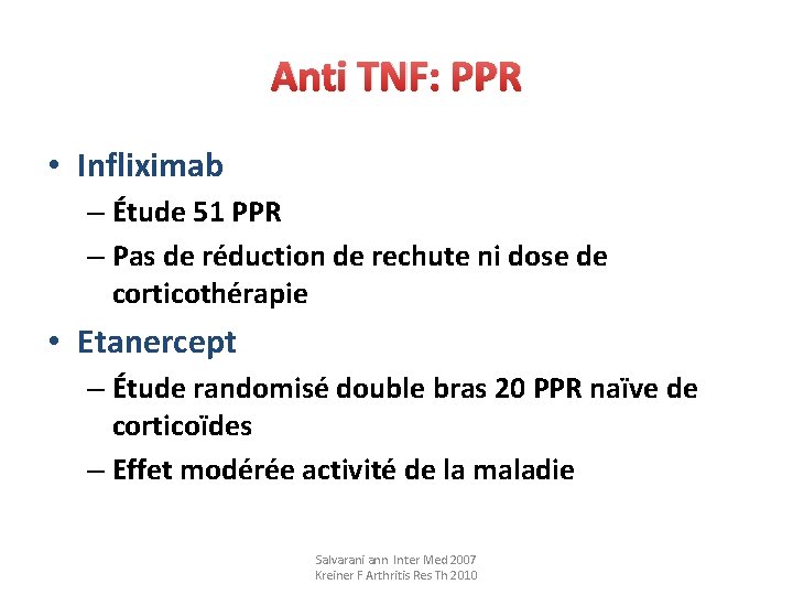 Anti TNF: PPR • Infliximab – Étude 51 PPR – Pas de réduction de
