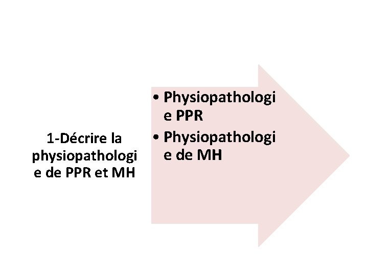  • Physiopathologi e PPR • Physiopathologi 1 -Décrire la e de MH physiopathologi