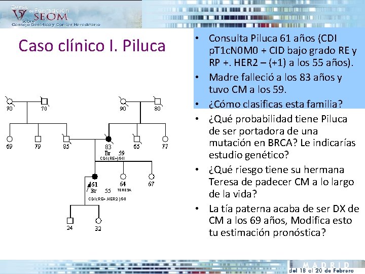 Caso clínico I. Piluca CDI (RE+)GII TERESA CDI (RE+, HER 2 -)GII • Consulta