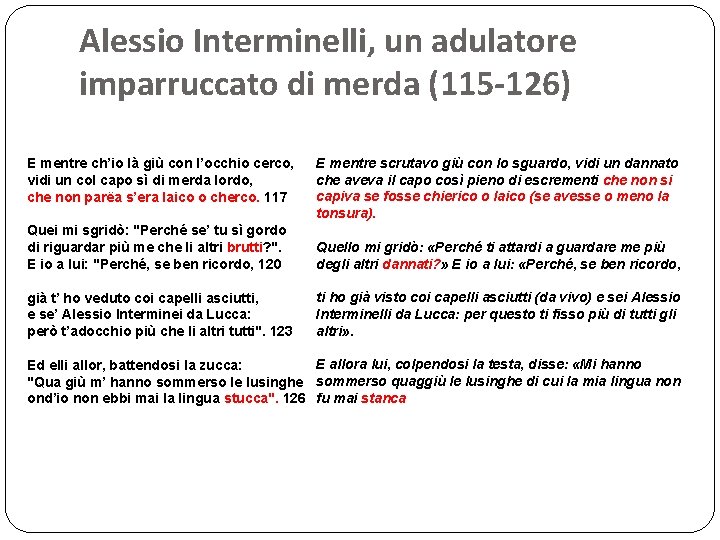 Alessio Interminelli, un adulatore imparruccato di merda (115 -126) E mentre ch’io là giù