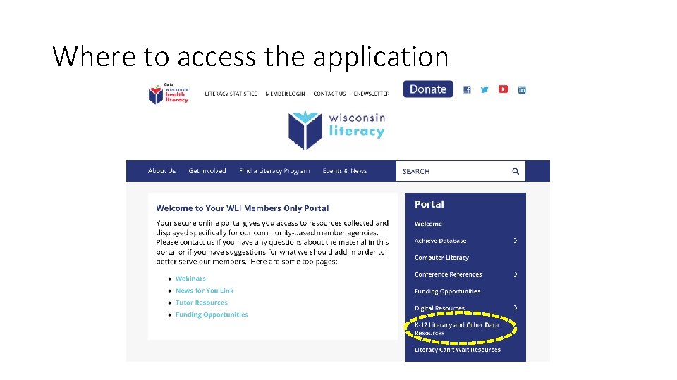 Where to access the application 