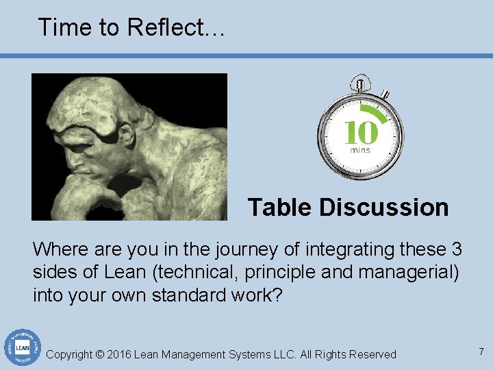 Time to Reflect… Table Discussion Where are you in the journey of integrating these