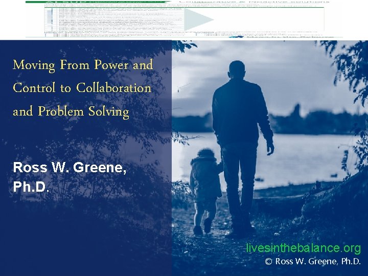 Moving From Power and Control to Collaboration and Problem Solving Ross W. Greene, Ph.