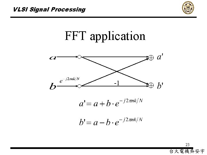 VLSI Signal Processing FFT application -1 23 台大電機吳安宇 