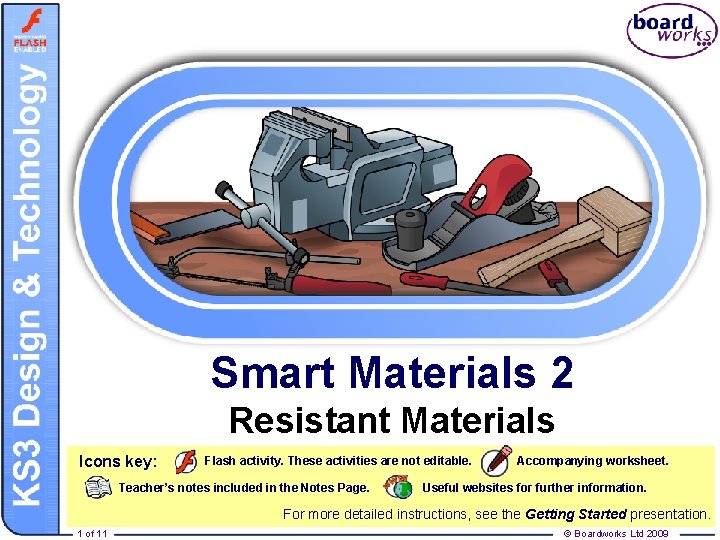 Smart Materials 2 Resistant Materials Icons key: Flash activity. These activities are not editable.