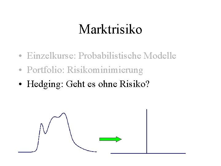 Marktrisiko • Einzelkurse: Probabilistische Modelle • Portfolio: Risikominimierung • Hedging: Geht es ohne Risiko?