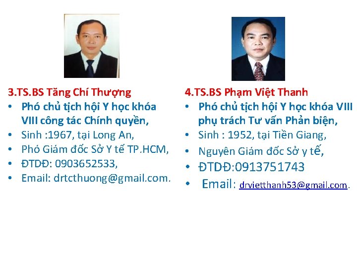 3. TS. BS Tăng Chí Thượng • Phó chủ tịch hội Y học khóa