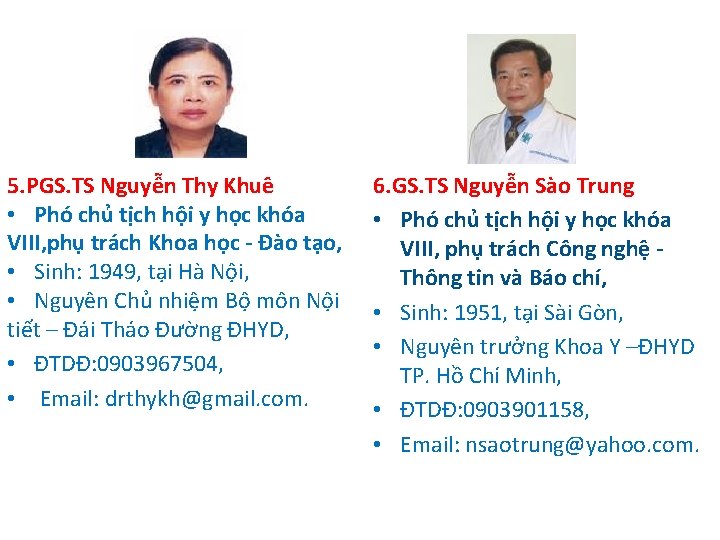 5. PGS. TS Nguyễn Thy Khuê • Phó chủ tịch hội y học khóa