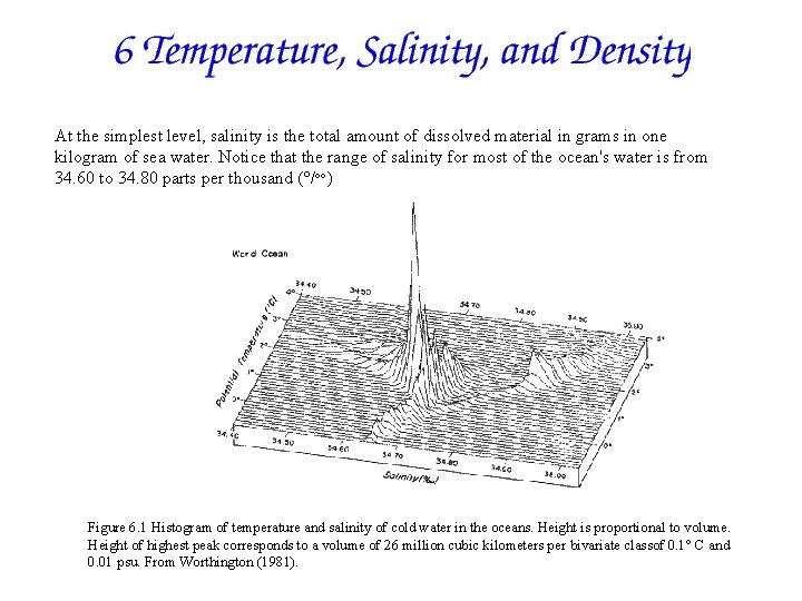 At the simplest level, salinity is the total amount of dissolved material in grams