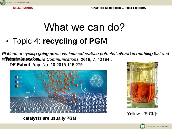 NEJC HODNIK Advanced Materials in Circular Economy What we can do? • Topic 4: