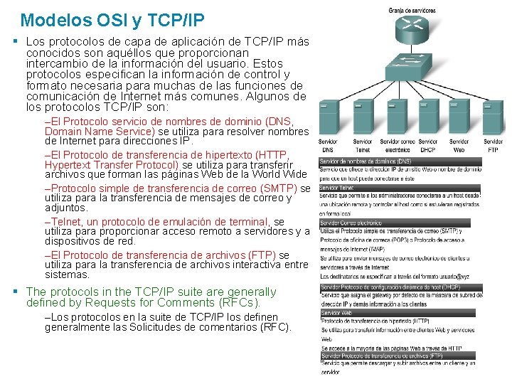 Modelos OSI y TCP/IP § Los protocolos de capa de aplicación de TCP/IP más