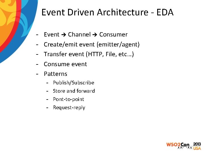 Event Driven Architecture - EDA - Event Channel Consumer Create/emit event (emitter/agent) Transfer event