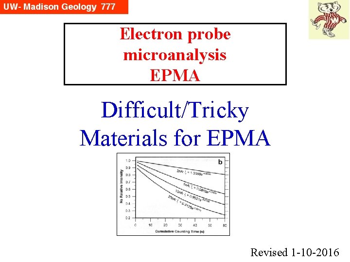 Electron probe microanalysis EPMA Difficult/Tricky Materials for EPMA Revised 1 -10 -2016 