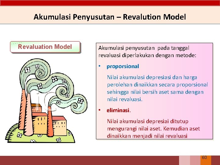 Akumulasi Penyusutan – Revalution Model Revaluation Model Akumulasi penyusutan pada tanggal revaluasi diperlakukan dengan