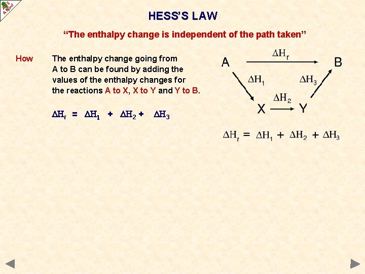 HESS’S LAW “The enthalpy change is independent of the path taken” How The enthalpy