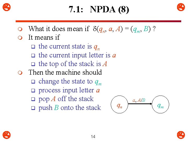  7. 1: NPDA (8) m m m What it does mean if (qn,